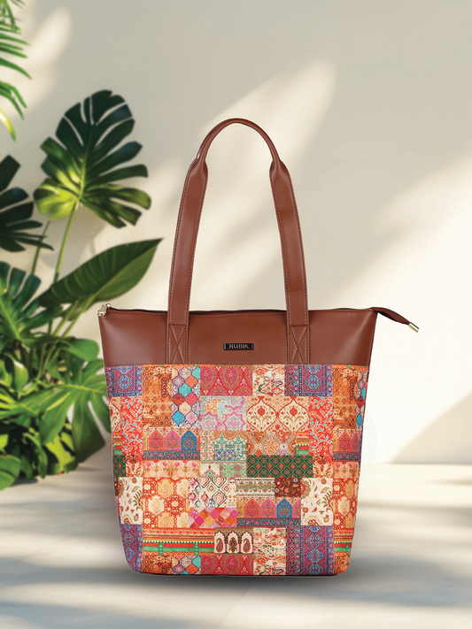RUBIK Kutch Gamthi Printed Jute Shoulder Bag