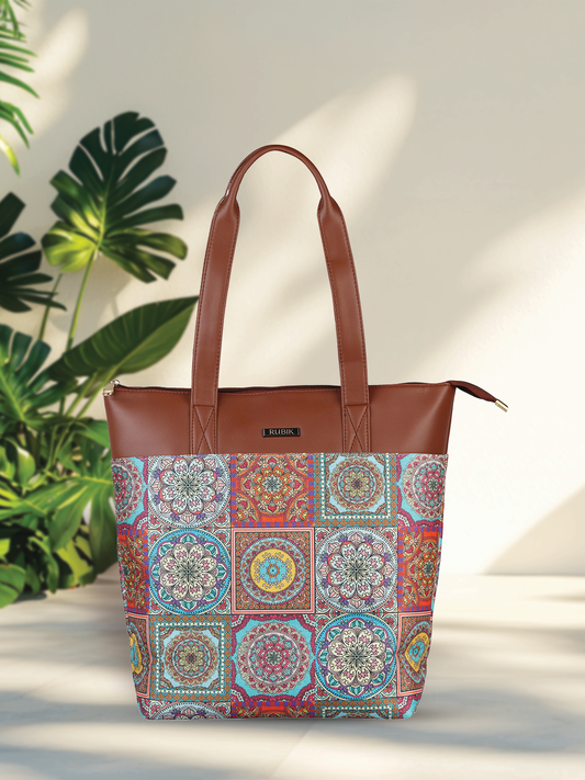 RUBIK Multicolor Mandala Print Everyday Shoulder Bag