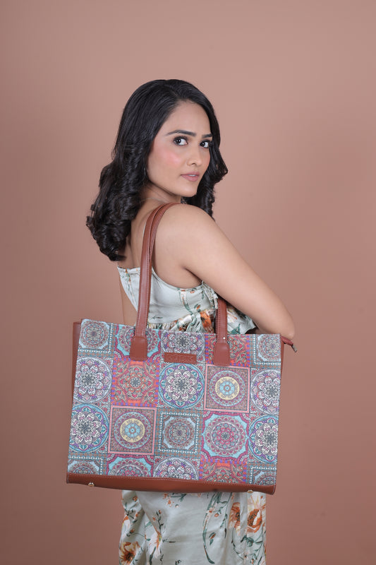 RUBIK Multicolor Mandala Print Everyday Office Bag