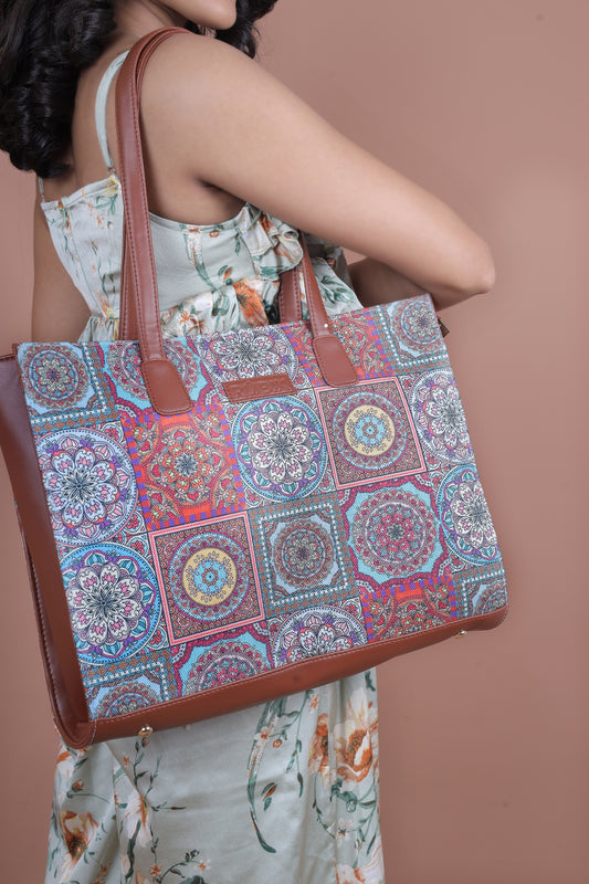 RUBIK Multicolor Mandala Print Everyday Office Bag