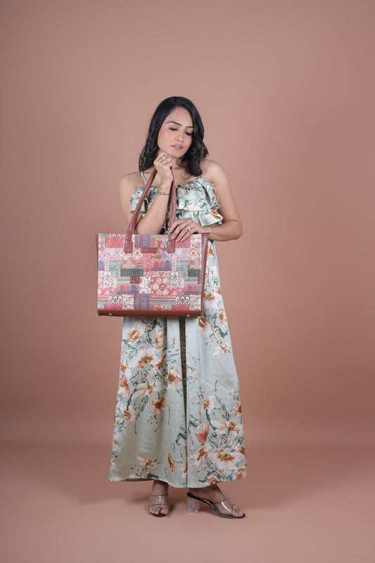 RUBIK Kutch Gamthi Printed Jute Office Bag