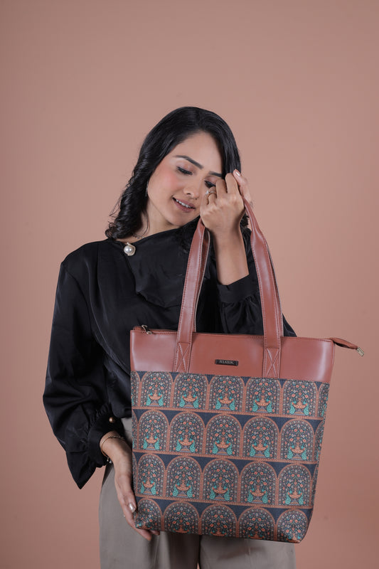 RUBIK Royal Indian Peacock Motif Print Everyday Shoulder Bag