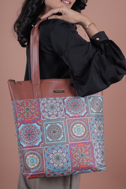 RUBIK Multicolor Mandala Print Everyday Shoulder Bag