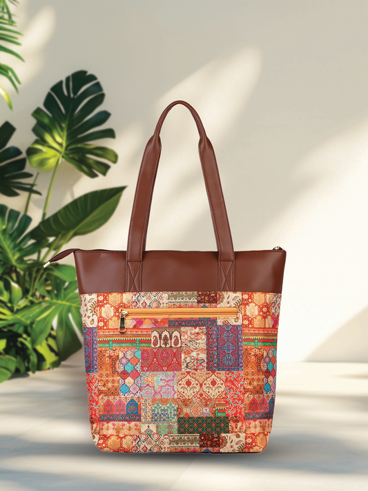 RUBIK Kutch Gamthi Printed Jute Shoulder Bag