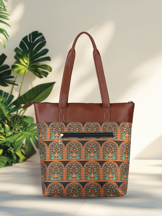 RUBIK Royal Indian Peacock Motif Print Everyday Shoulder Bag