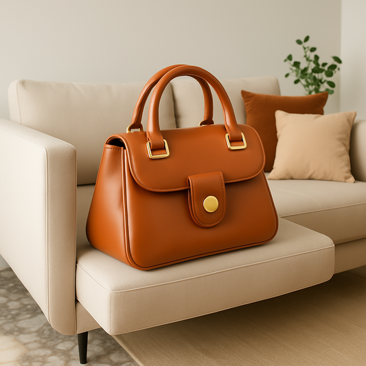 Mini Tan PU Leather Handbag for Women
