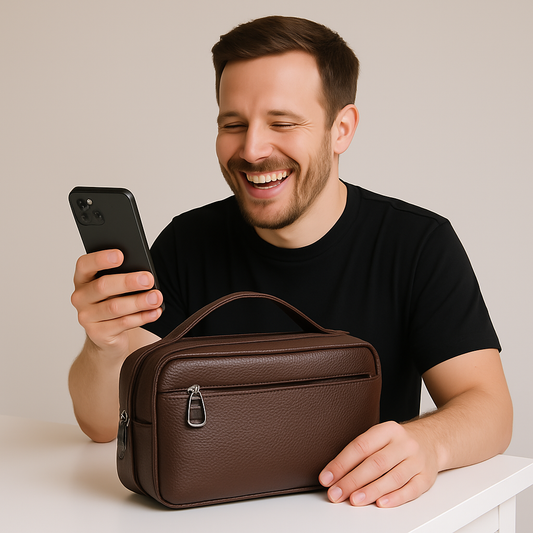 Men’s Brown PU Leather Travel Utility Bag