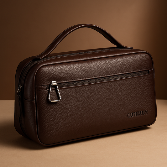 Men’s Brown PU Leather Travel Utility Bag