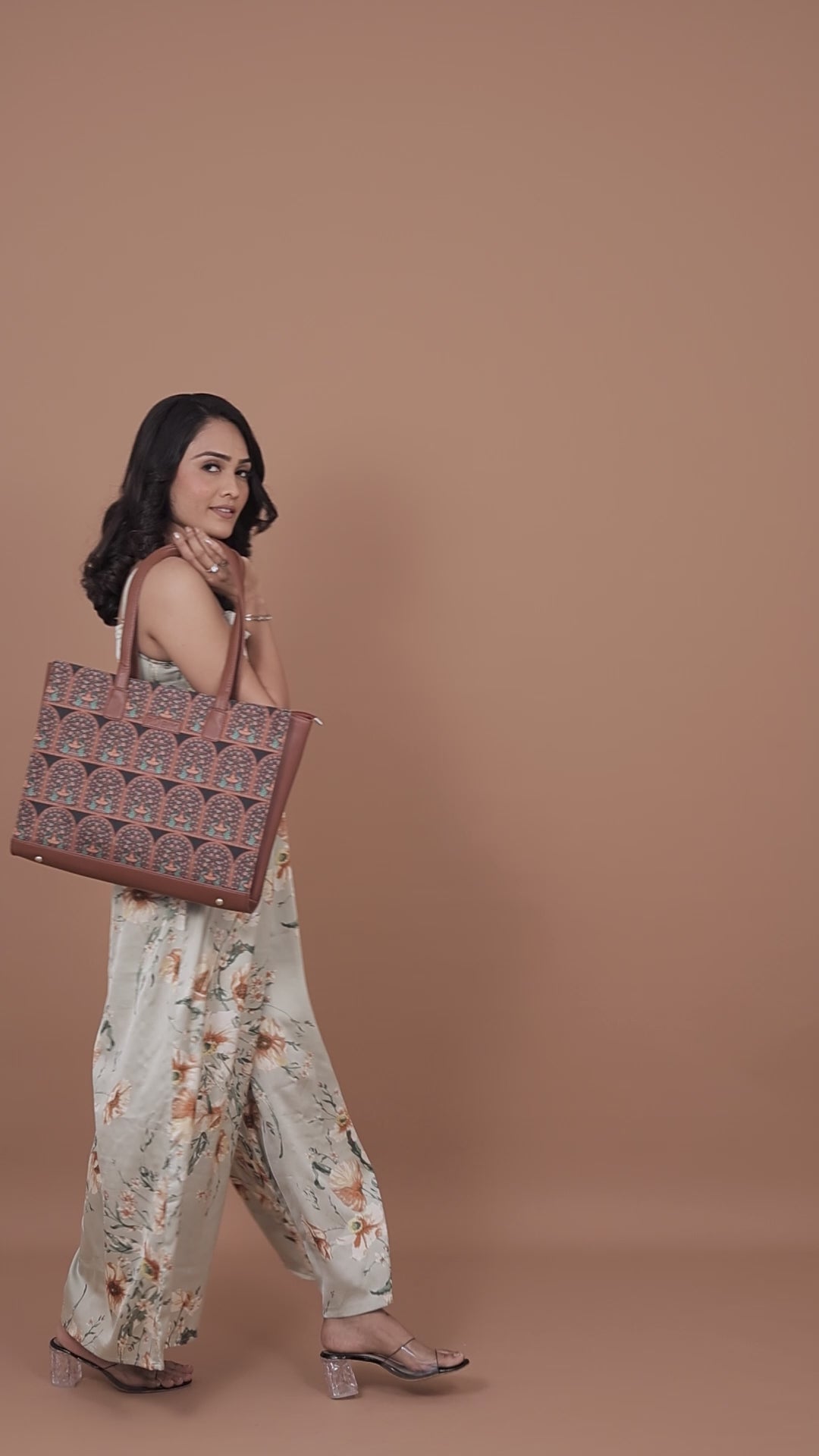 RUBIK Royal Indian Peacock Motif Print Everyday Office Bag